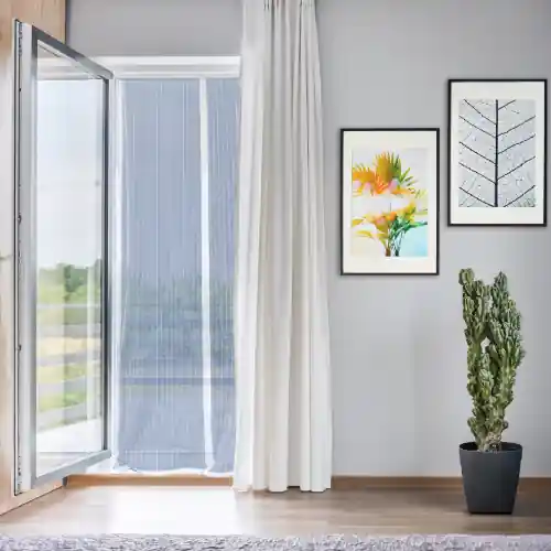 Zanzariera magnetica per balcone Lusso in poliestere indeformabile cm 140x240h con strisce magnetiche chiusura automatica bianca Dagaanbieding