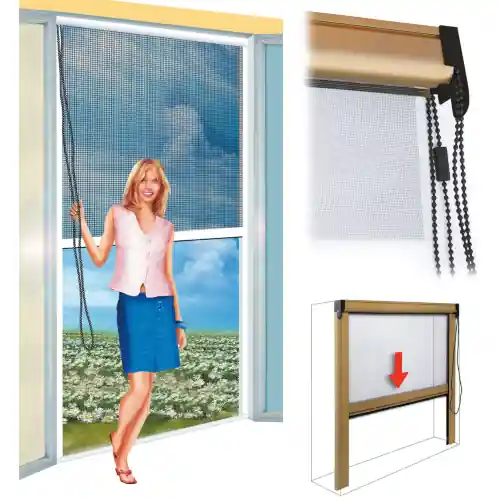 Seizoensaanbieding zanzariera unica con catena cm 120x250h avorio per porte balcone balconi