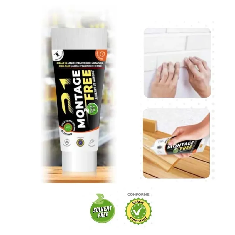 ADESIVO DI MONTAGGIO COLLA 21 A BASE D‘ACQUA MONTAGE FREE 21 TUBETTO GR.150 OFFERTA Exclusieve Aanbieding