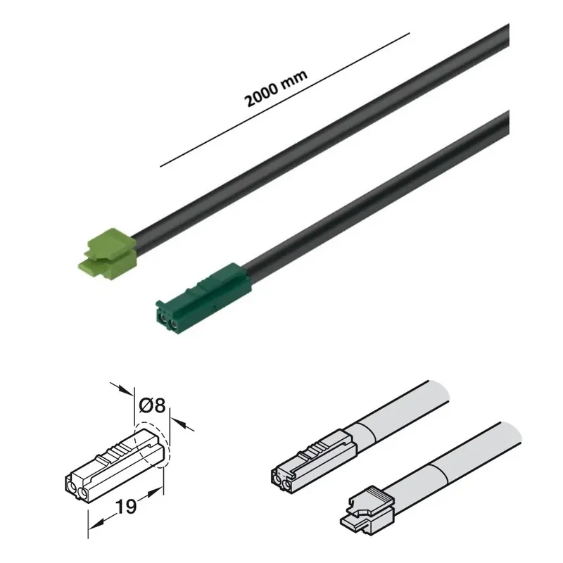 CAVO DI ALIMENTAZIONE HAFELE LOOX5 24V MT. 2 CON CLIP PER INTERRUTTORI E SENSORI 833.95.835 Merkproduct