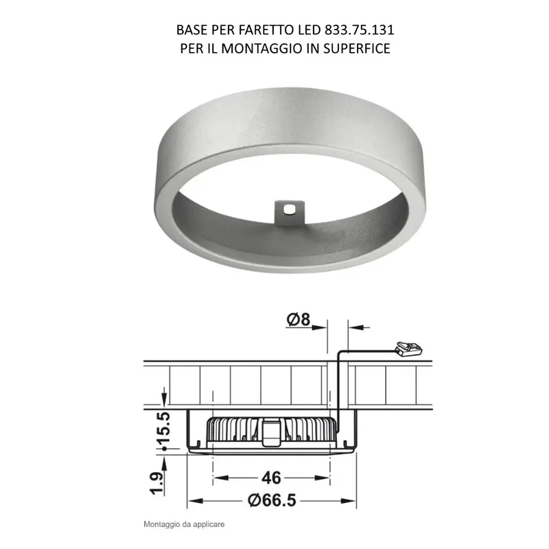 SUPPORTO PER FARETTO MULTIWHITE DA APPLICARE 24V ARGENTO HAFELE LOOX LED 3039 Superprijs