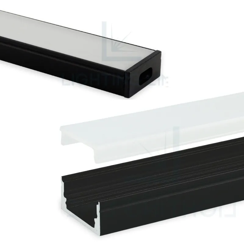 PROFILO PER LED RETTANGOLARE OSSIDATO NERO CON COPERTURA OPACA BARRA 3,0 MT Gratis Retour