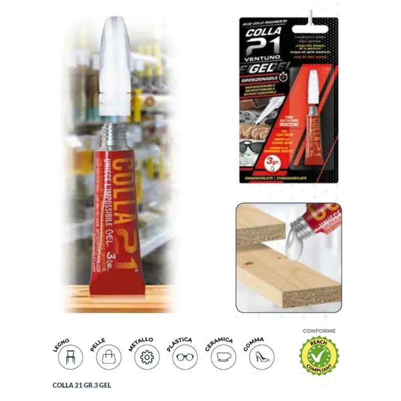 COLLA 21 CIANOACRILITO IN GEL BLISTER 3 GR. OFFERTA Gecertificeerd