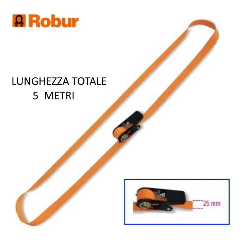 CINGHIA IN POLIPROPILENE ARANCIO CON CRICCO MT.5 Laatste Versie