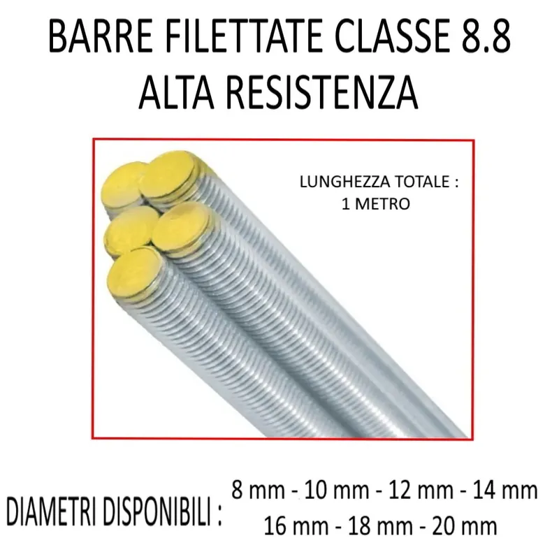 BARRA FILETTATA METRI UNO CLASSE 8.8 ZINCATA Lage Kosten