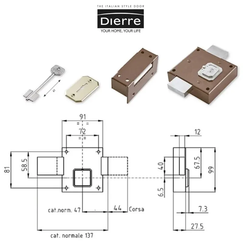 FERROGLIETTO DIERRE 4 MANDATE CHIAVE DOPPIA MAPPA VERNICIATA BRONZATA AMBIDESTRA Bestseller