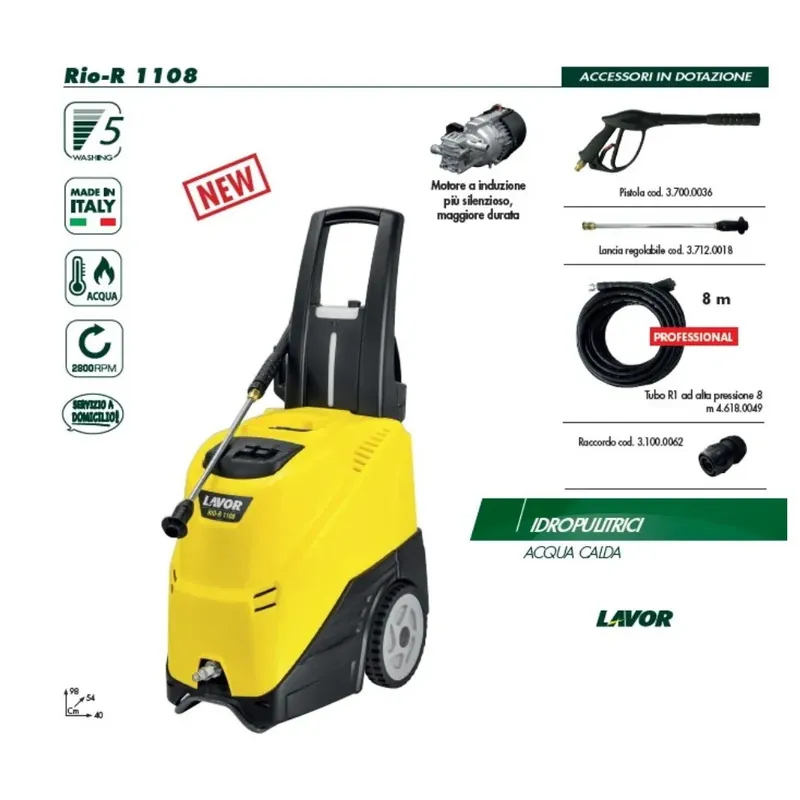 IDROPULITRICE LAVOR MODELLO RIO-R 1108 ACQUA CALDA -PROMO- Finale Uitverkoop