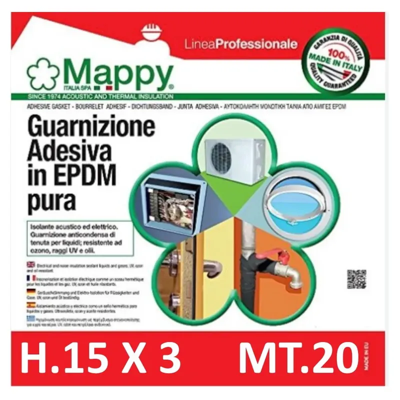 GUARNIZIONE MAPPY MUSSTIK ADESIVA 15 X 3 ROTOLO MT.20 Hoge Kwaliteit