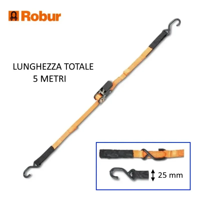 Speciale Aanbieding CINGHIA IN POLIPROPILENE ARANCIO CON CRICCO E GANCI MT.5
