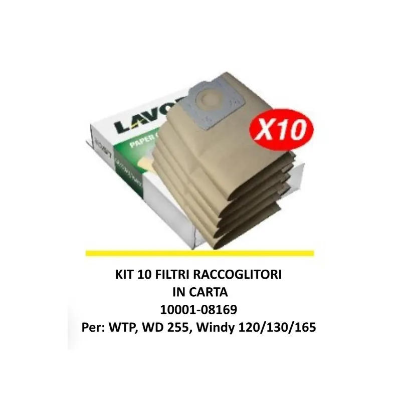 FILTRI IN CARTA LAVOR 10001-08169 PER WINDY130PF/ WINDY 165PF ( CONF.10 PEZZI ) Koop Online