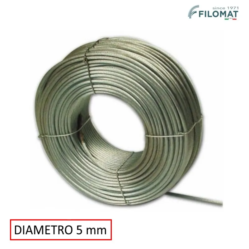 FUNE ACCIAIO PER TESATE 19 FILI DIAM. 5 MM X 100 MT Meest Verkocht
