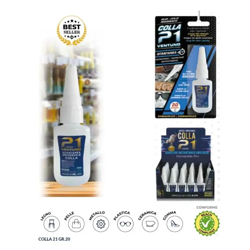 COLLA 21 CIANOACRILITO FLACONE DA 20 GR. OFFERTA Gratis Retour