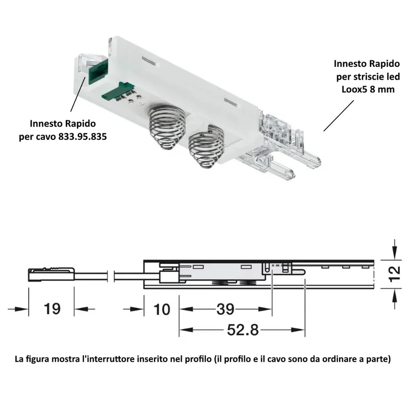 INTERRUTTORE DIMMER 24V/120W PER PROFILO 2103 HAFELE 833.89.291 SENZA CAVO Uitverkoop