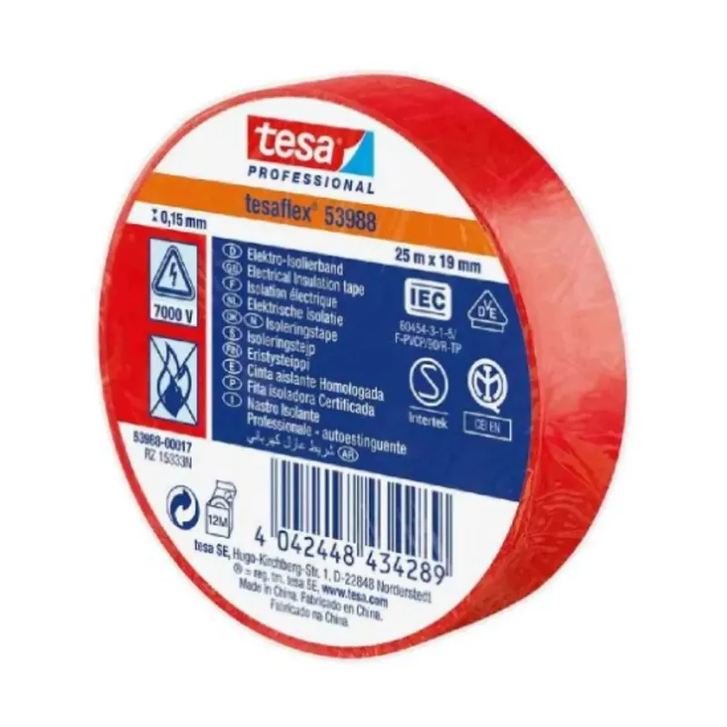 Flitsaanbieding NASTRO ISOLANTE TESA MM 19 X 25 MT ROSSO