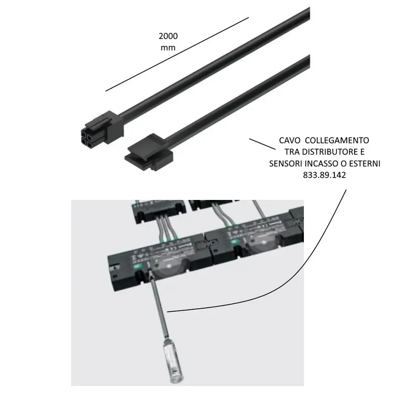 CAVO COLLEGAMENTO SENSORI INCASSO/APPLICARE NERO MT.2,00 HAFELE DA MT.2 COD. 833.89.142 Premium