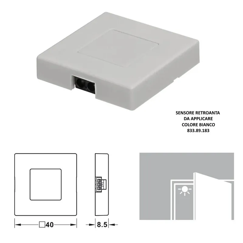 Dagaanbieding SENSORE RETROANTA 40X40mm HAFELE DA APPLICARE BIANCO 833.89.183 SENZA CAVO
