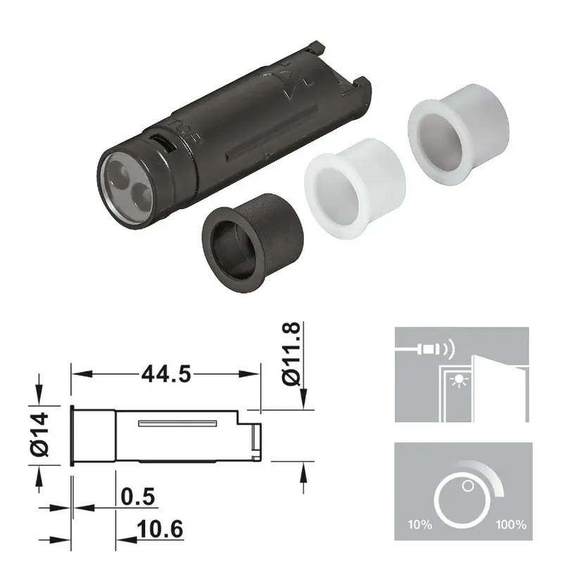 SENSORE RETROANTA/DIMMER 2 FUNZIONI HAFELE DA INCASSO d. 12mm 833.89.334 SENZA CAVO Gereduceerde Prijs