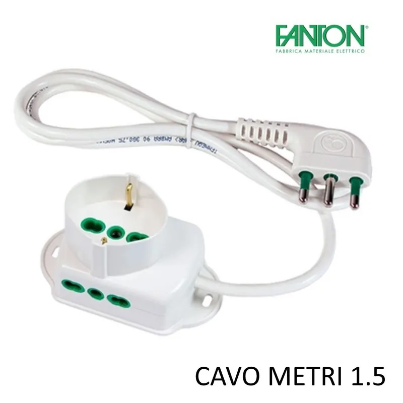 PRESA MULTIPLA FANTON BIANCA CON CAVO DA 1.5 METRI Direct Beschikbaar