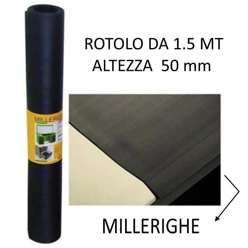 Bestseller TAPPETINO PVC MILLERIGHE NERO MT 1.5 X 50 CM