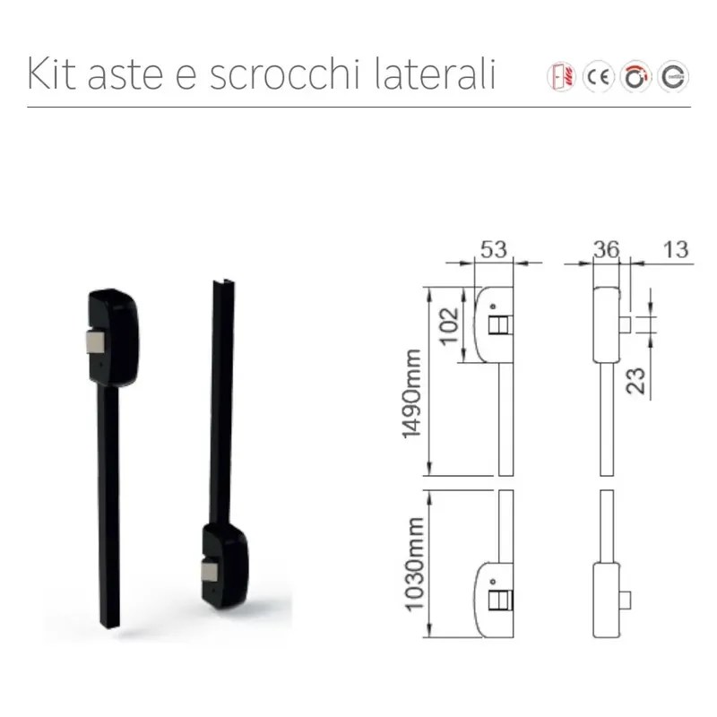 KIT ASTE E SCROCCHI ANTIPANIC CHIUSURA LATERALE art. 455T FINITURA NERO RAL 9005 Direct Verzonden