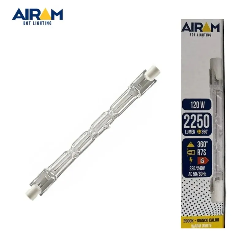 Lage Kosten Lampadina Airam Alogena Luce Calda mm.118 – 120W Risparmio Energetico