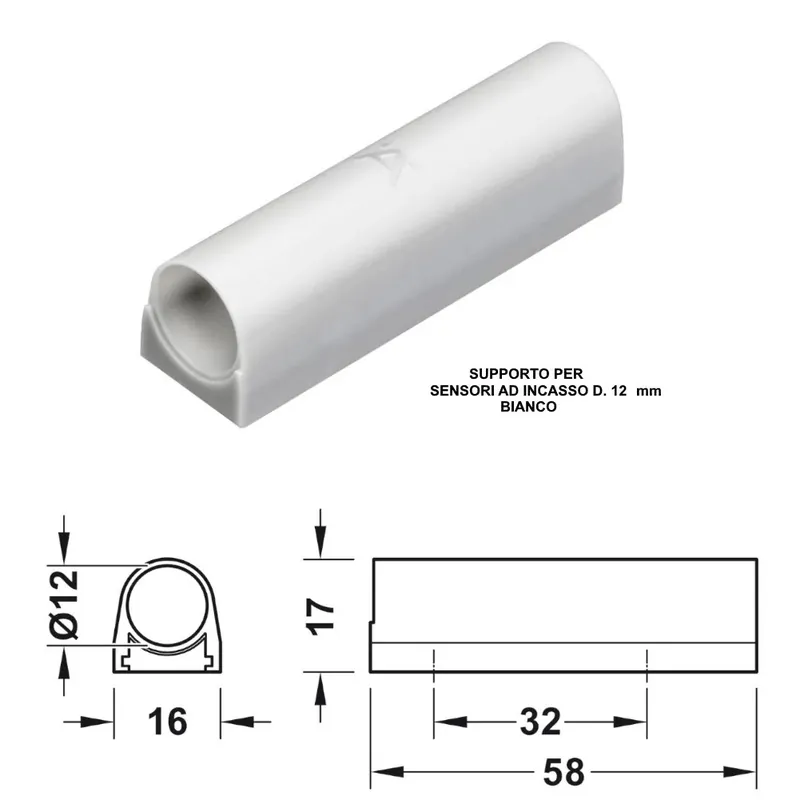 SUPPORTO STRETTO HAFELE PER SENSORE D. 12mm BIANCO 833.89.330 Gratis Retour