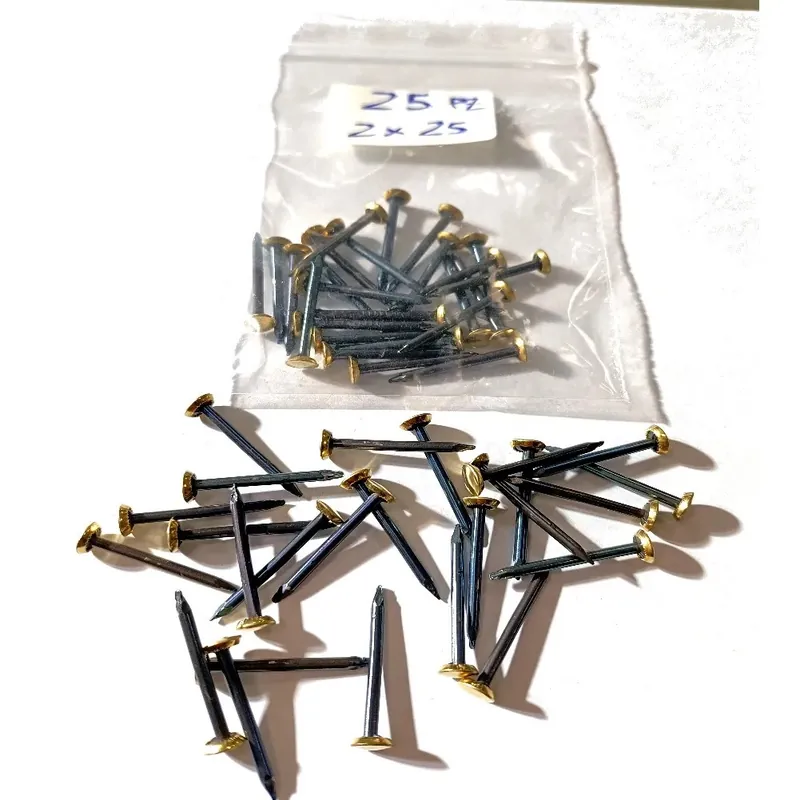 CHIODI ACCIAIO mm. 2X25 TESTA BOMBATA OTTONATA- CONF. DA 25 -OFFERTA- Actieprijs