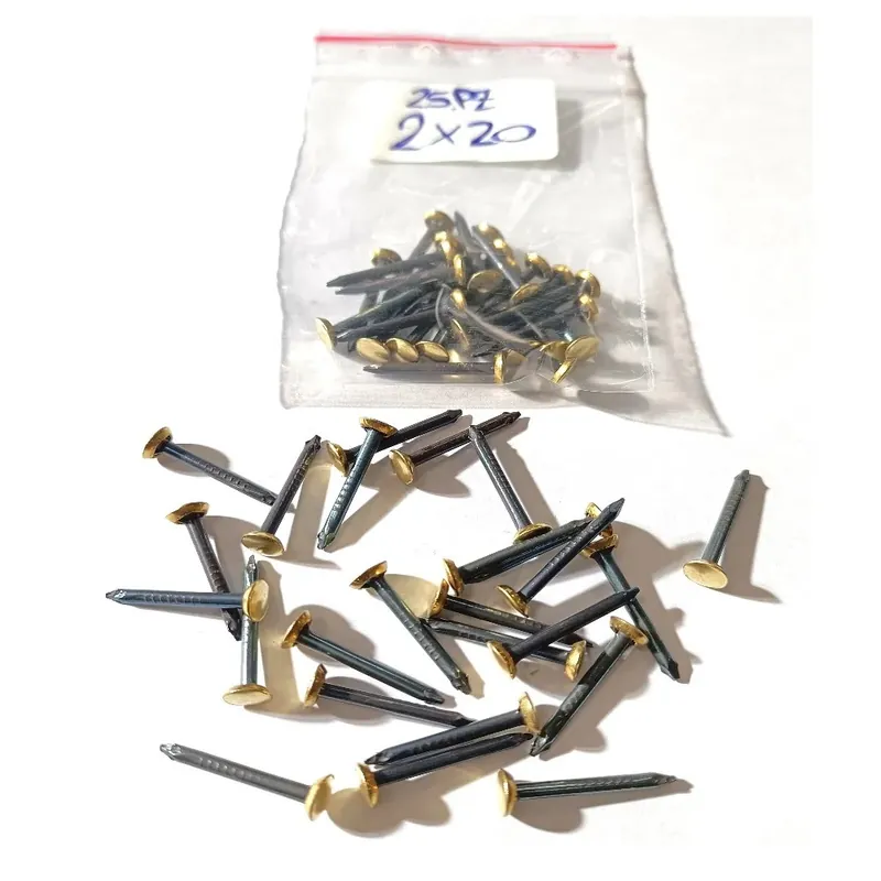 CHIODI ACCIAIO mm. 2X20 TESTA BOMBATA OTTONATA -CONFEZ. DA 25 -OFFERTA- Actieprijs