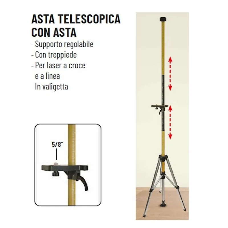 ASTA TELESCOPICA DA 3,60 MT. METRICA 60560 A 4 SEZIONI AVVITABILI CON TREPPIEDE E STAFFA -PROMO- Favoriet