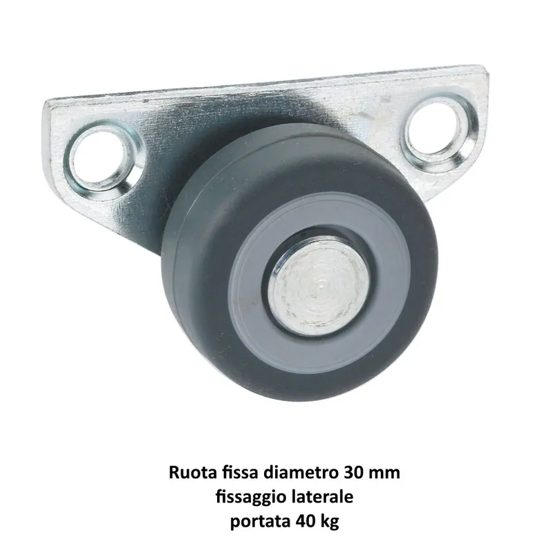 Betaalbaar RUOTA FISSA IN TPE DIAMETRO 30 MM PORTATA 40 KG CON PIASTRA FISSAGGIO LATERALE