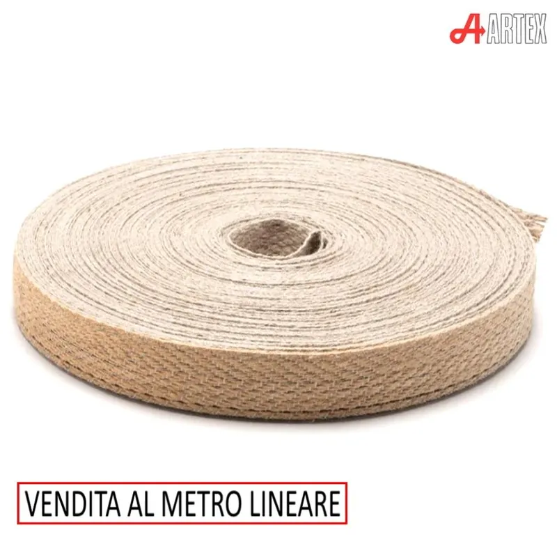 CINTINO JUTA NATURALE LARGHEZZA 27 MM - SPESSORE 1.5 MM RINFORZATO CON FILI ACCIAIO Weekendaanbieding