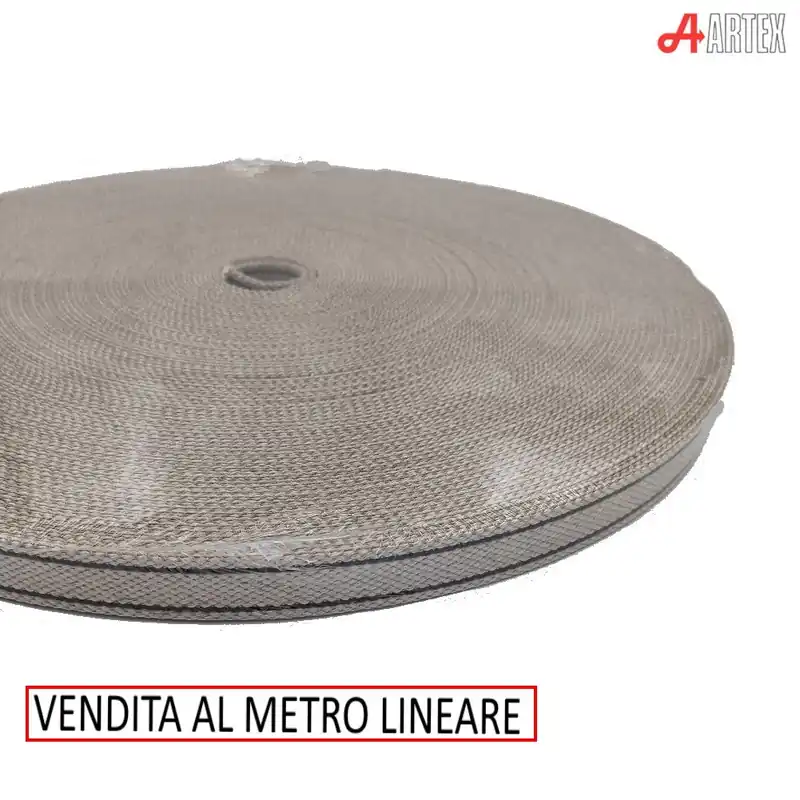 Direct Verzonden CINTINO IN CANAPA BEIGE RIGATO NERO LARGHEZZA 22 MM - SPESSORE 2.2 MM