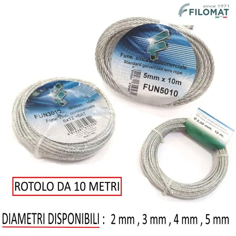 FUNE ZINCATA 72 FILI IN ROTOLO DA 10 MT Bestseller