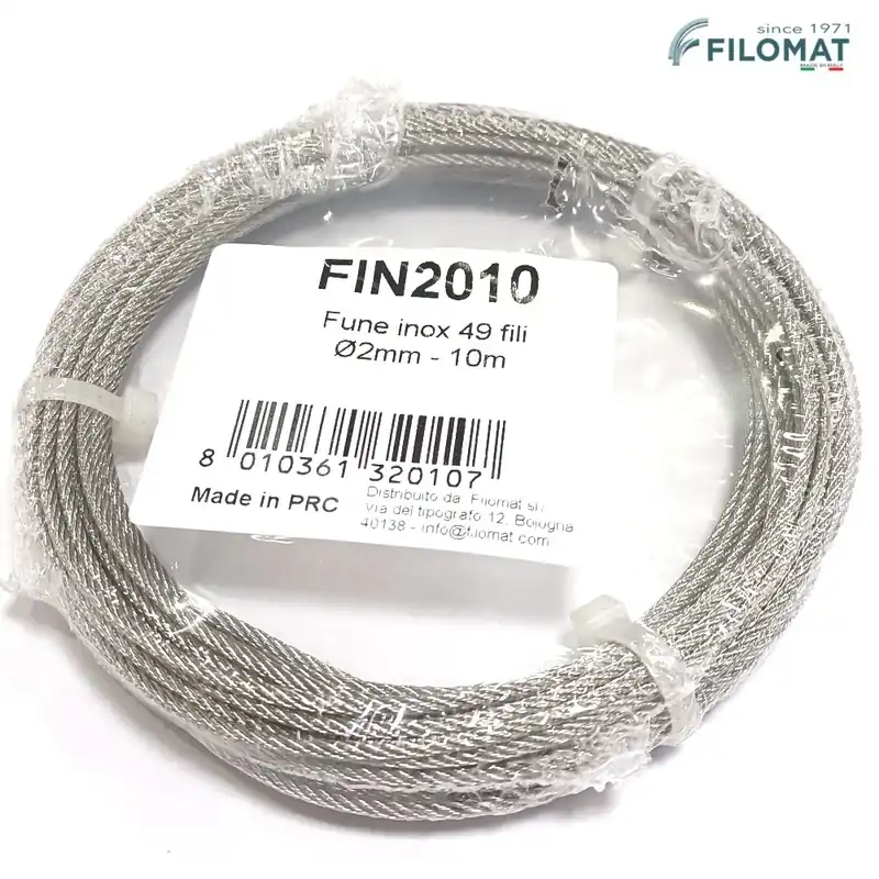 FUNE INOX 49 FILI DIAM. 2 MM ROTOLO DA 10 METRI Exclusieve Aanbieding