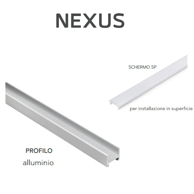 Betrouwbaar PROFILO PER LED IN ALLUMINIO ARGENTO NEXUS DA 3,0 mt CON COPERTURA DOMUS LINE OFFERTA