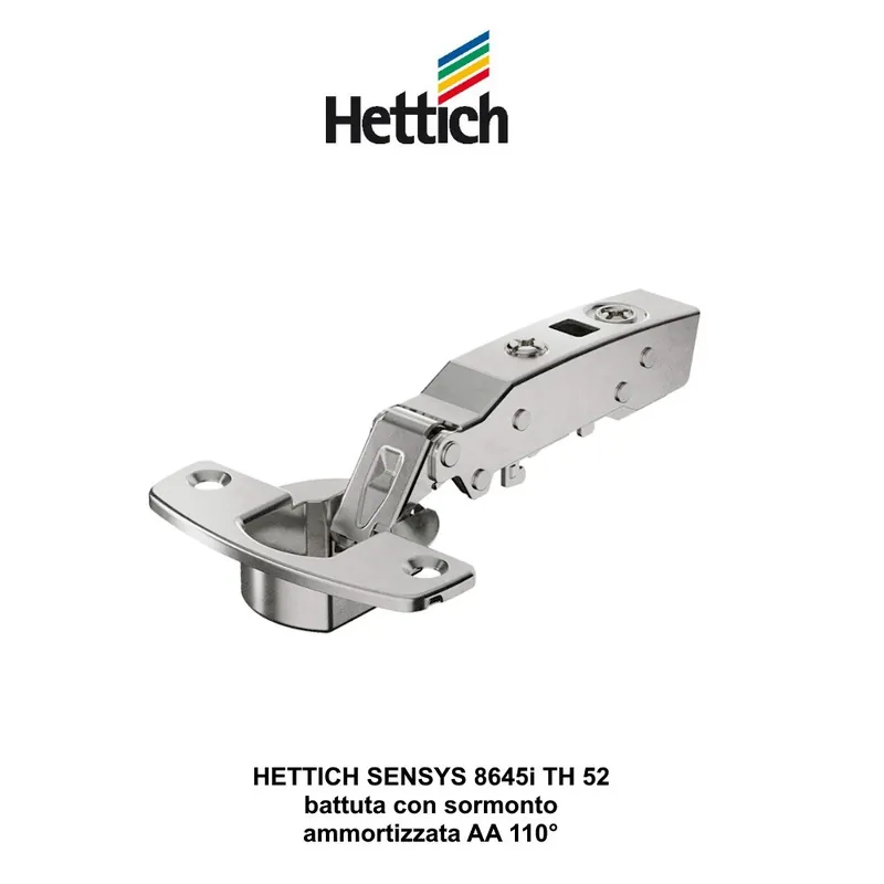 CERNIERA HETTICH SENSYS PIANA 110° RALLENTATA DA AVVITARE NICHELATA senza BASETTA Express Levering