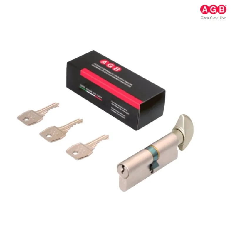 Aanbieding CILINDRO AGB 600 CON POMOLO MM. 60 ( 25-10-25P ) OTTONE NICHELATO SATINATO