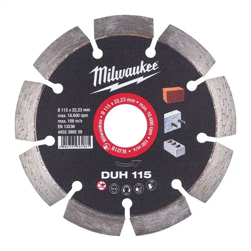Disco Diamantato DUH 115 mm Milwaukee - materiali duri Speciale Aanbieding
