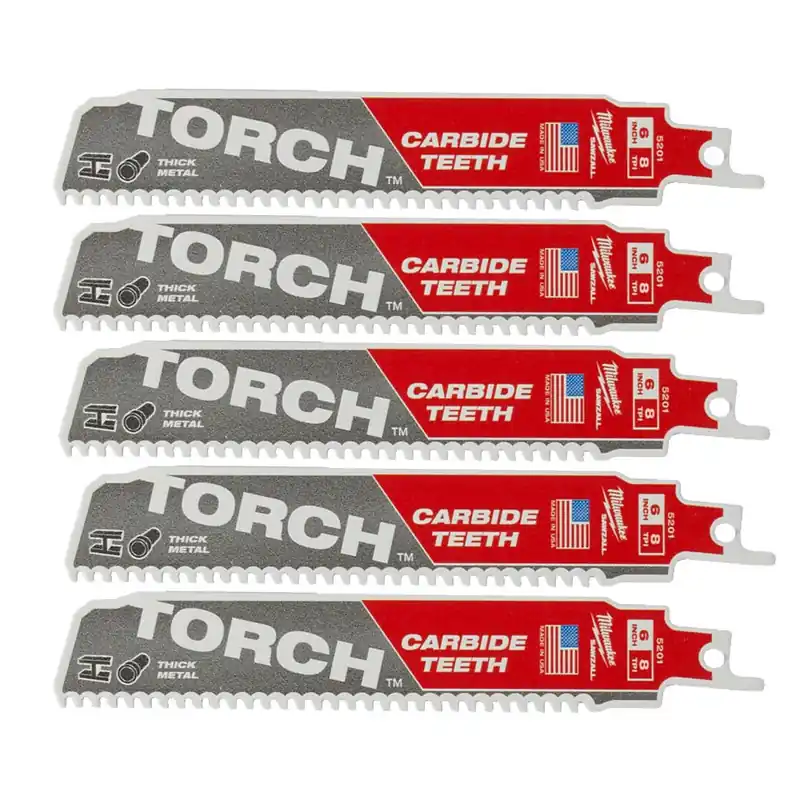 5 Lame Demolizione Metallo Milwaukee TCT TORCH 150 mm x 8 TPI Gecertificeerd