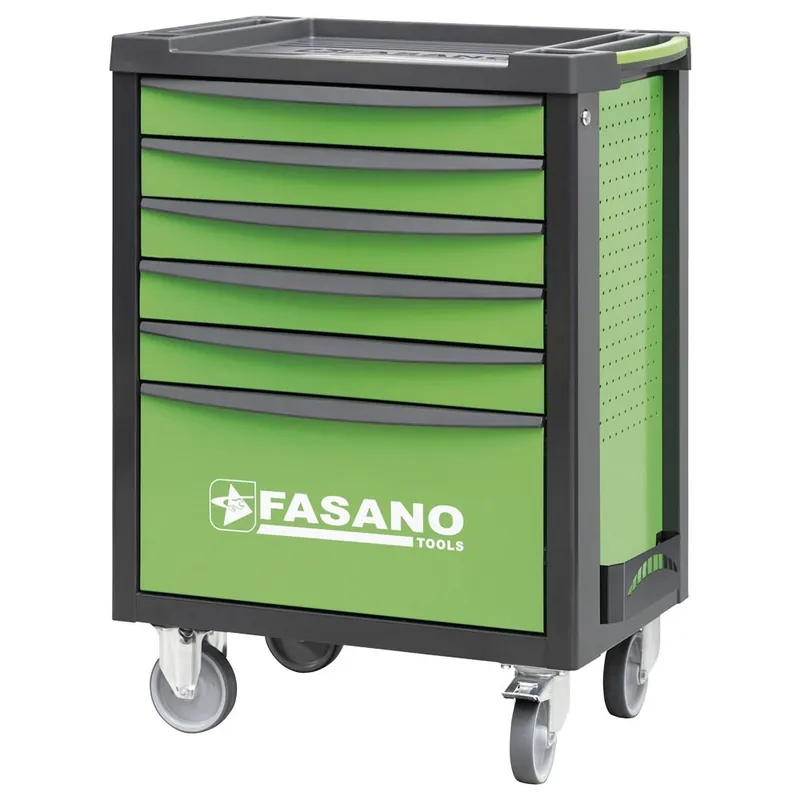 Carrello porta utensili mod. FG 100 verde con top in ABS e 6 cassetti - Fasano Tools FG 100V/6T Hoge Kwaliteit