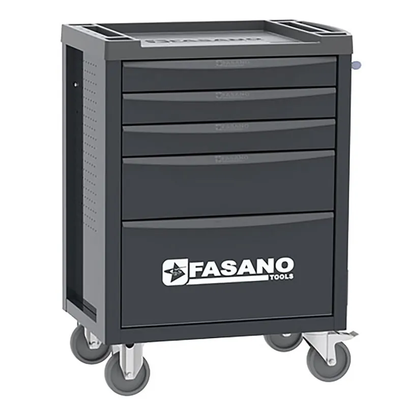 Carrello porta utensili mod. FG 100 nero con top in ABS e 5 cassetti - Fasano Tools FG 100D/5T Nieuw