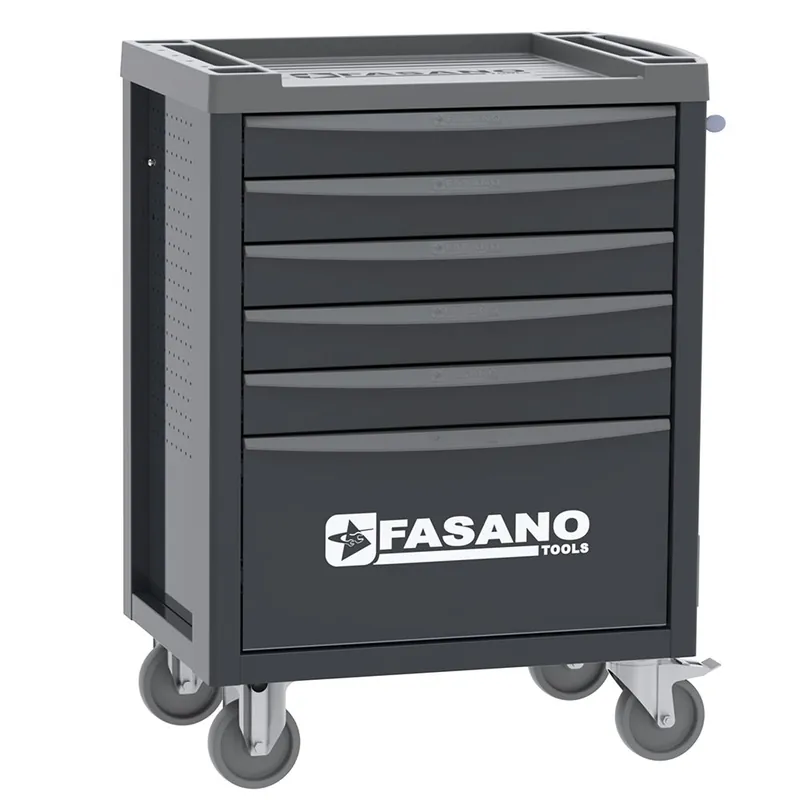Carrello porta utensili mod. FG 100 nero con top in ABS e 6 cassetti - Fasano Tools FG 100D/6T Direct Beschikbaar