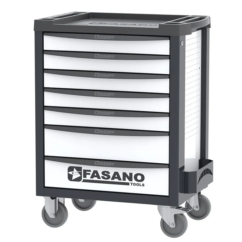 Carrello porta utensili mod. FG 100 bianco con top in ABS e 7 cassetti - Fasano Tools FG 100W/7T Veilige Betaling