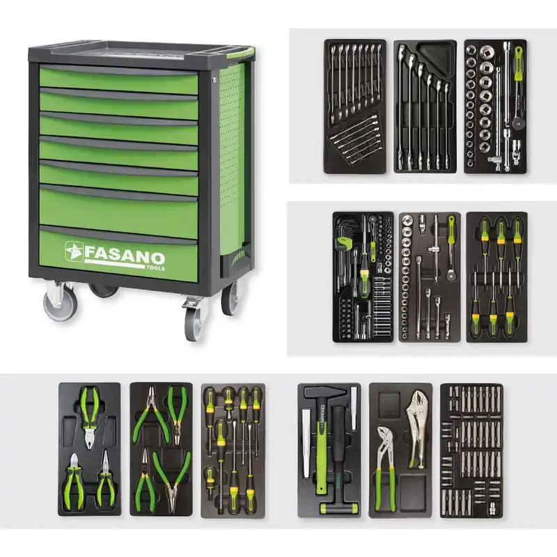 Direct Verzonden Carrello Porta Utensili FG 100V a 7 cassetti con assortimento 212 Utensili - Fasano Tools FG 100V/AS212