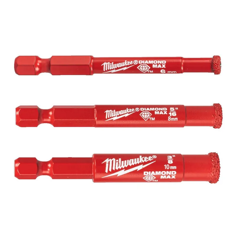 Beperkt Aanbod Set 3 Punte Diamantate Milwaukee DIAMOND PLUS Secco-Umido
