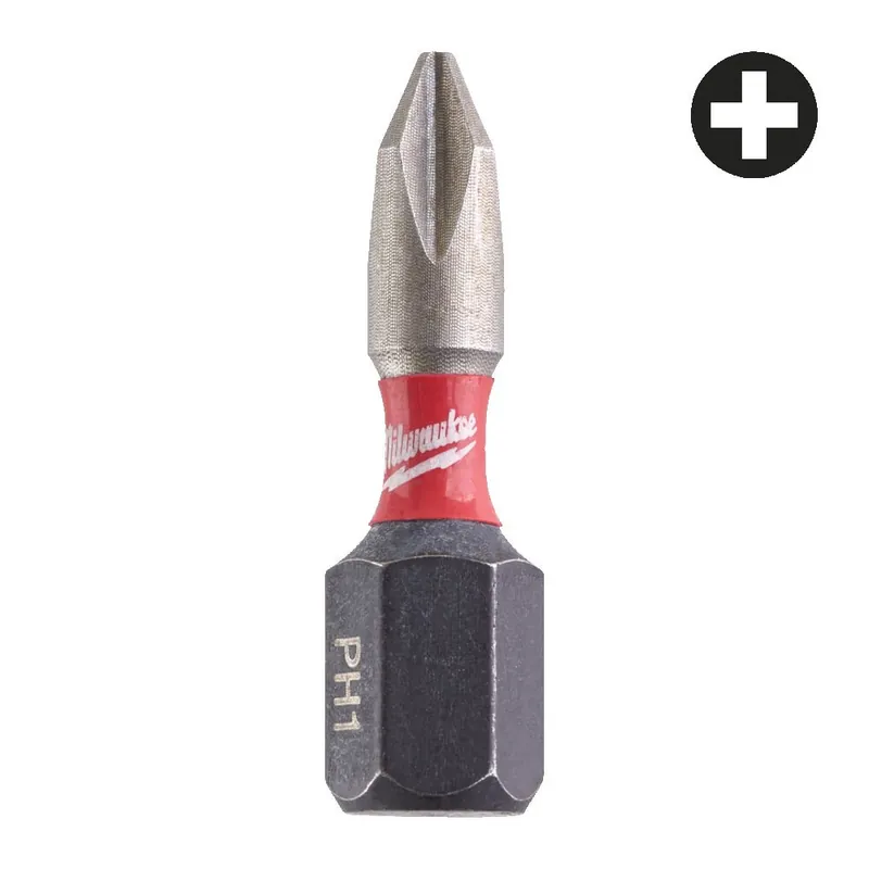 Snelle Levering Bit PH1 x 25 mm Shockwave Milwaukee per avvitatori ad impulsi