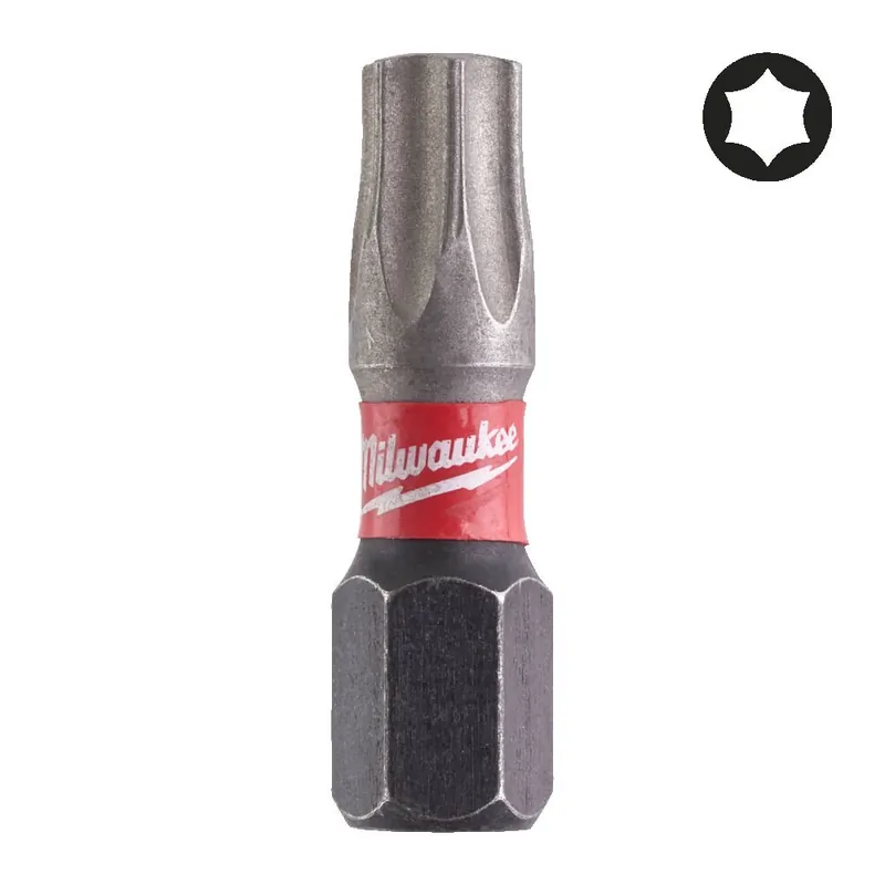 Bit TX30 x 25 mm Shockwave Milwaukee per avvitatori ad impulsi Betrouwbaar