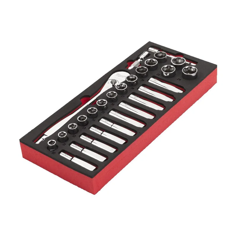 SET di cricchetto e bussole da 1/2" in modulo morbido Milwaukee - 28 pezzi Actieprijs