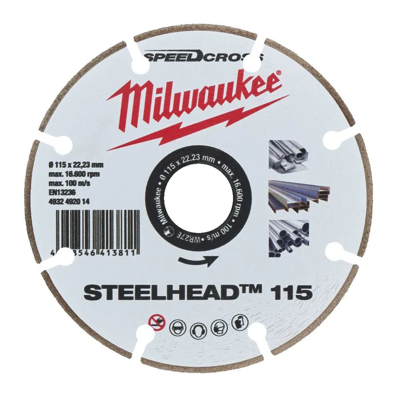 Direct Verzonden Disco Diamantato STEELHEAD 115 mm Milwaukee - Acciaio e Acciaio Inox