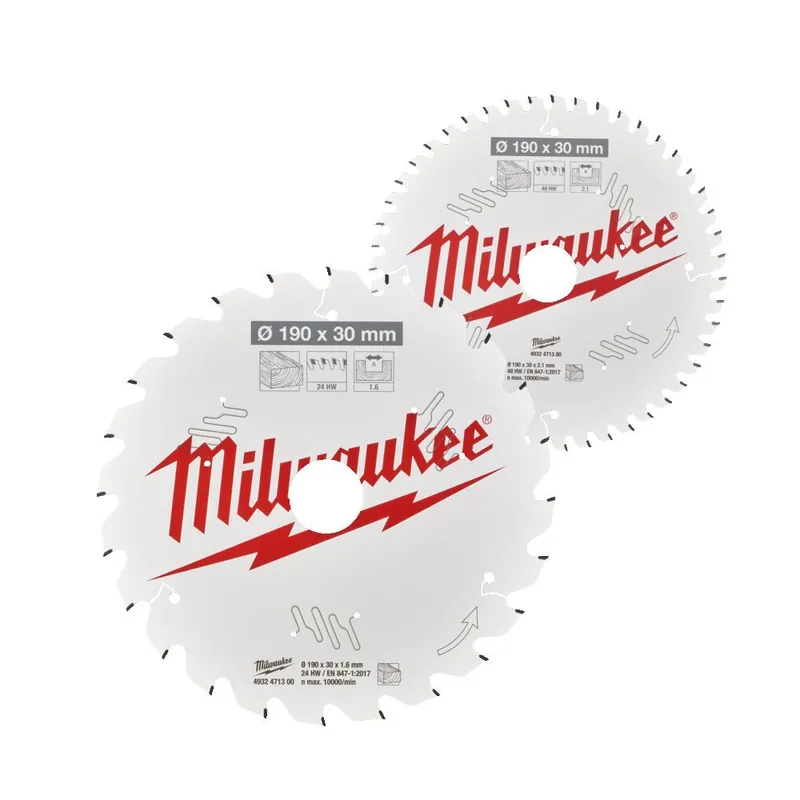 Set 2 Lame Legno per sega circolare Milwaukee CSB TWIN PACK 190 x 24/48 denti Direct Beschikbaar